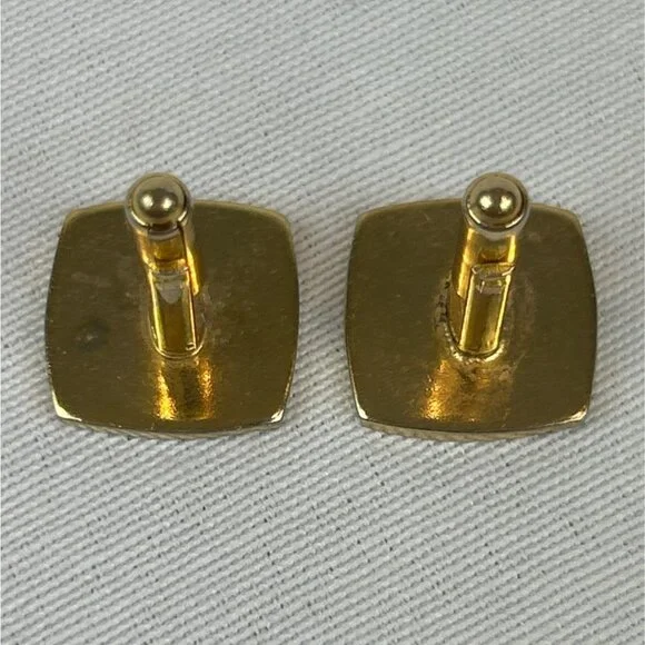 Vintage Gold Tone Starburst Cufflinks Square Design Mens Accessories - Picture 5 of 7
